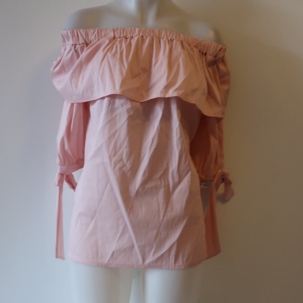 NWT MEI OFF THE SHOULDER PINK TOP SZ M *